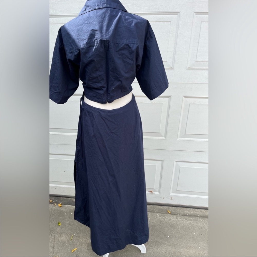 Women's ALC cut out shirt dress short sleeves navy blue size 12 - Picture 3 of 5